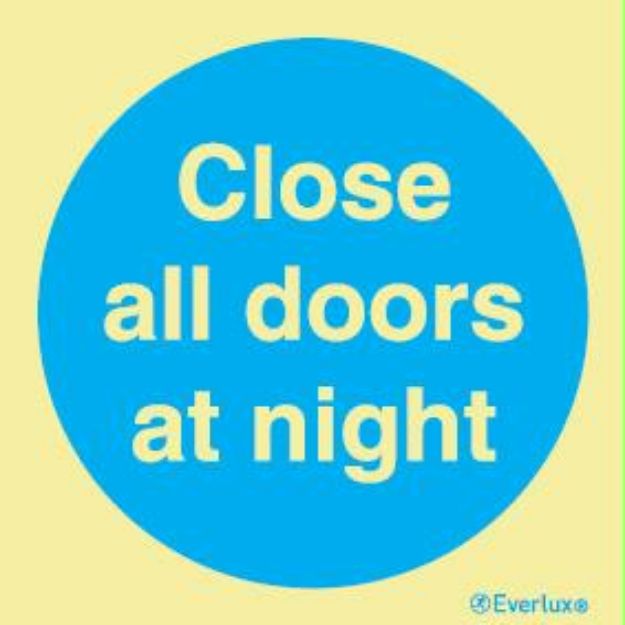 Mandatory, Fire and Watertight door sign, photolum